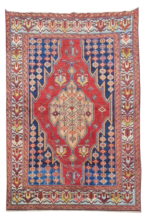 Authentic Hand Knotted Antique Hamidoun Wool Area Rug 6.5 x 4.0 Ft (923 Ger-4)