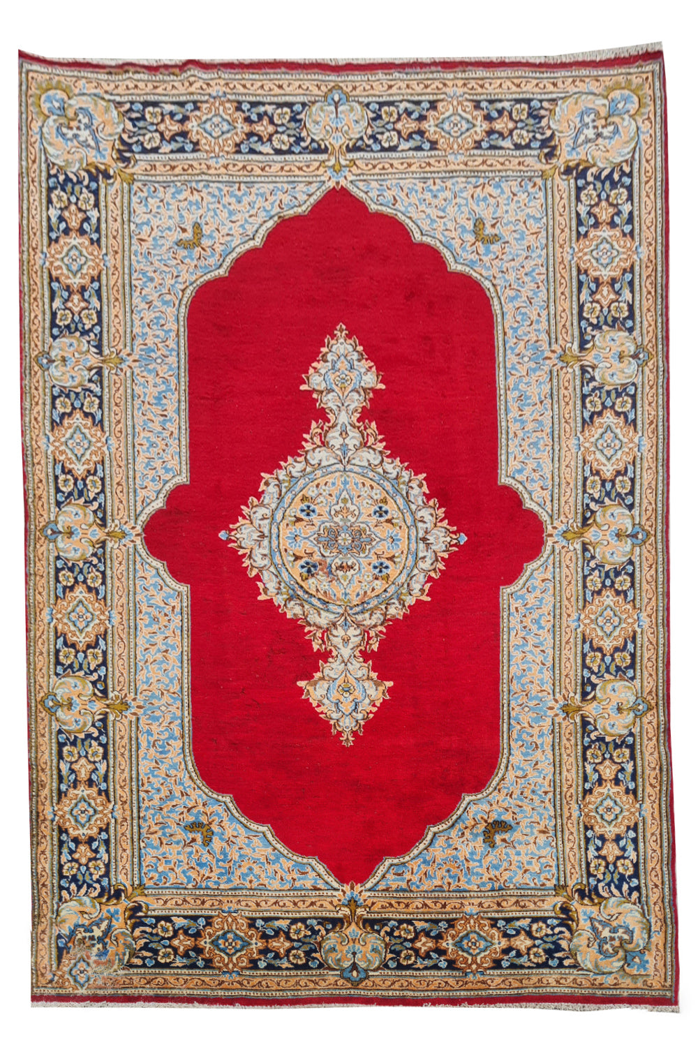 Authentic Hand Knotted Vintage Qirmoun Wool Area Rug 8 x 5 Ft (1463 Ger-4)