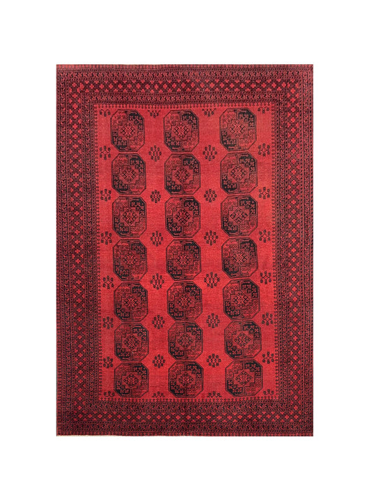 Amazing Hand Knotted Vintage Afghan Turkmen Felpah Wool Area Rug 11.9 x 9.6 Ft