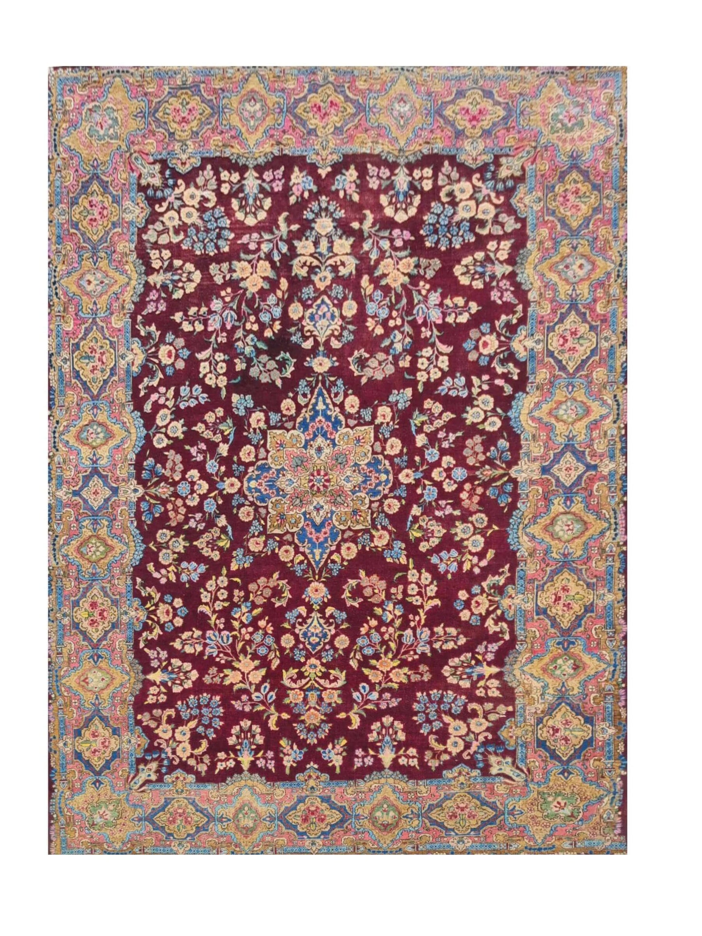 Amazing Hand Knotted Antique Qirmoun Wool Area Rug 10.4 x 7.7 Ft