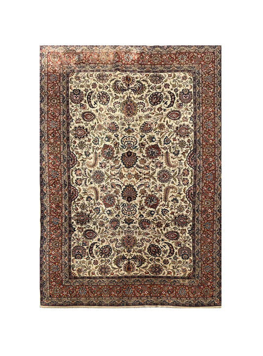 Amazing Hand Knotted Vintage Tabreez Wool Area Rug 11.6 x 8.2 Ft