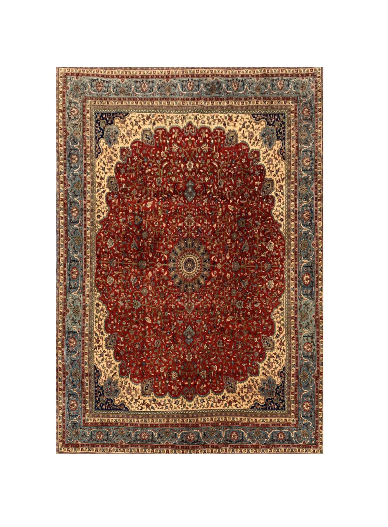 Authentic Hand Knotted Vintage Qashoun Wool Area Rug 9 x 8 Ft