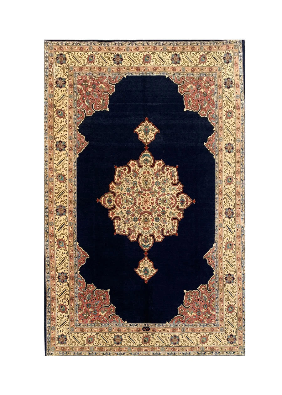 Authentic Hand Knotted Vintage Qirmoun Pictorial Wool Area Rug 11.7 x 8.2 Ft