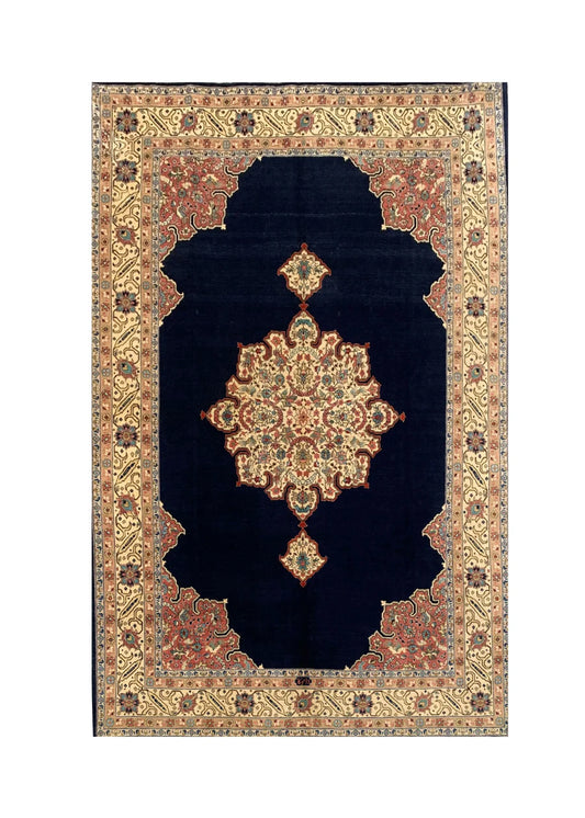 Authentic Hand Knotted Vintage Qirmoun Pictorial Wool Area Rug 11.7 x 8.2 Ft