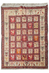 Fine Quality Hand Knotted Veg Dyed Soumak Pictorial Silk Kilim Area Rug 6 x 4 Ft (915 KHI)