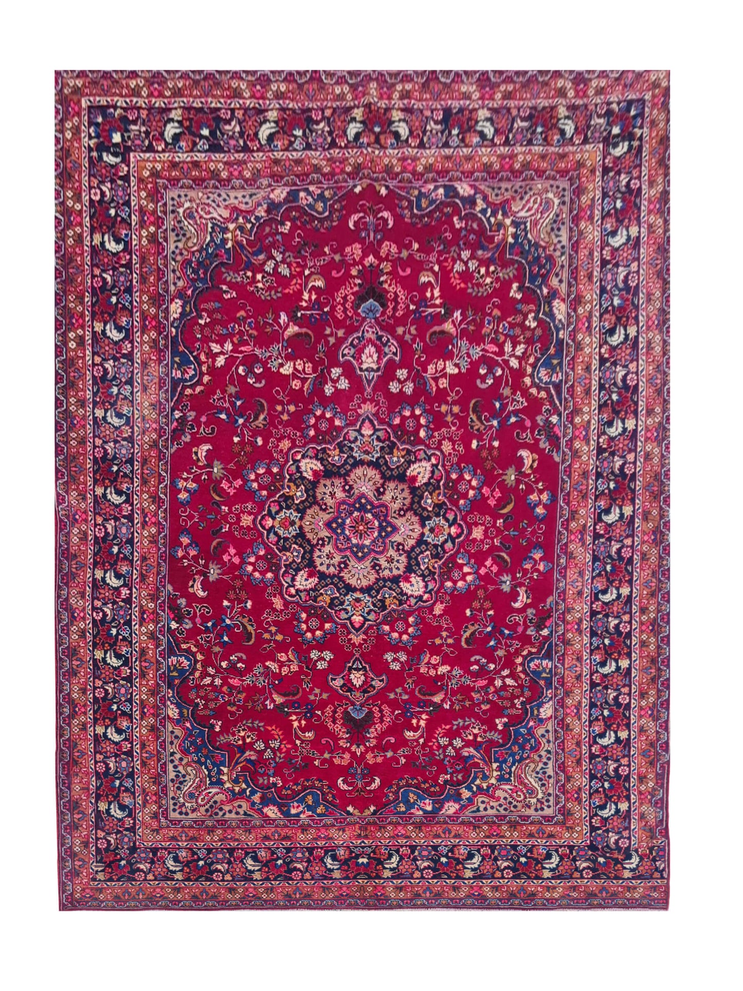 Amazing Hand Knotted Vintage Mashoud Wool Area Rug 11.9 x 8.1 Ft