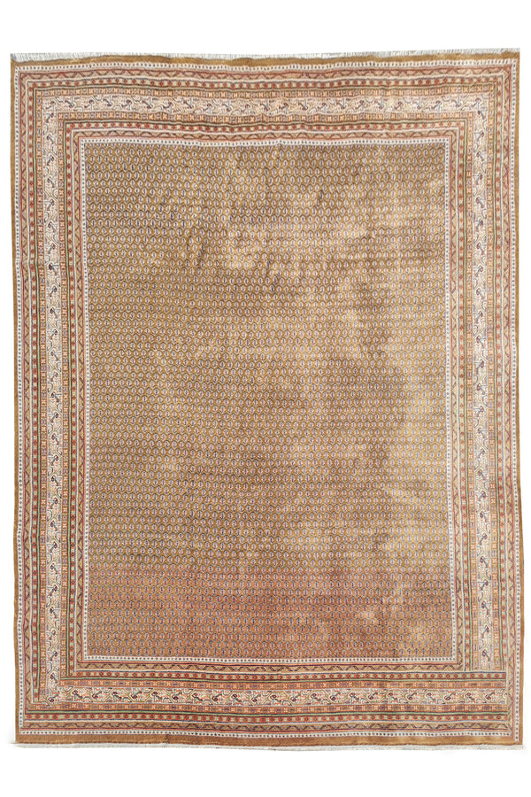 Authentic Hand Knotted Vintage Badam Gul Wool Area Rug 11 x 8 Ft (1505 Ger-4)