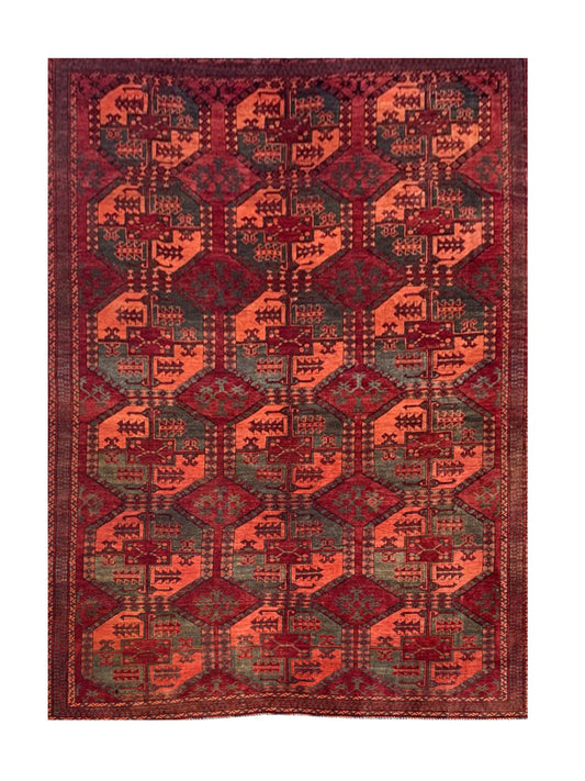 Amazing Hand Knotted Vintage Turkmen Felpah Bokhara Wool Area Rug 8.3 x 5.6 Ft