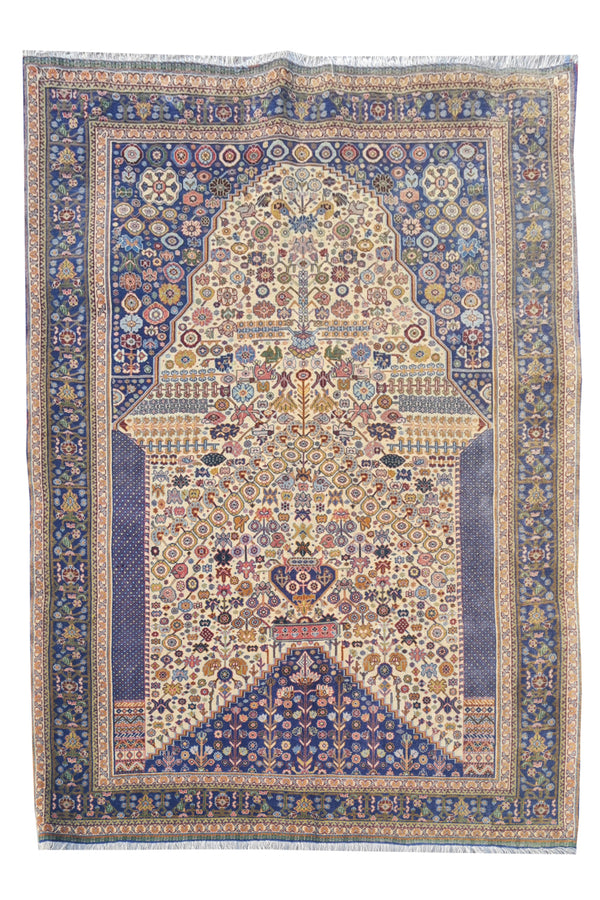Authentic Hand Knotted Vintage Bijour Wool Area Rug 4.9 x 3.4 Ft (1760 Ger-4)
