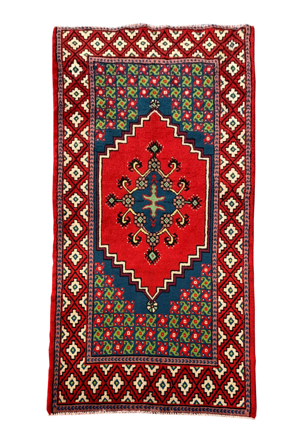 AUTHENTIC HAND KNOTTED VINTAGE MOROCCO WOOL AREA RUG 6.9 X 3.1 FT (596 GER)