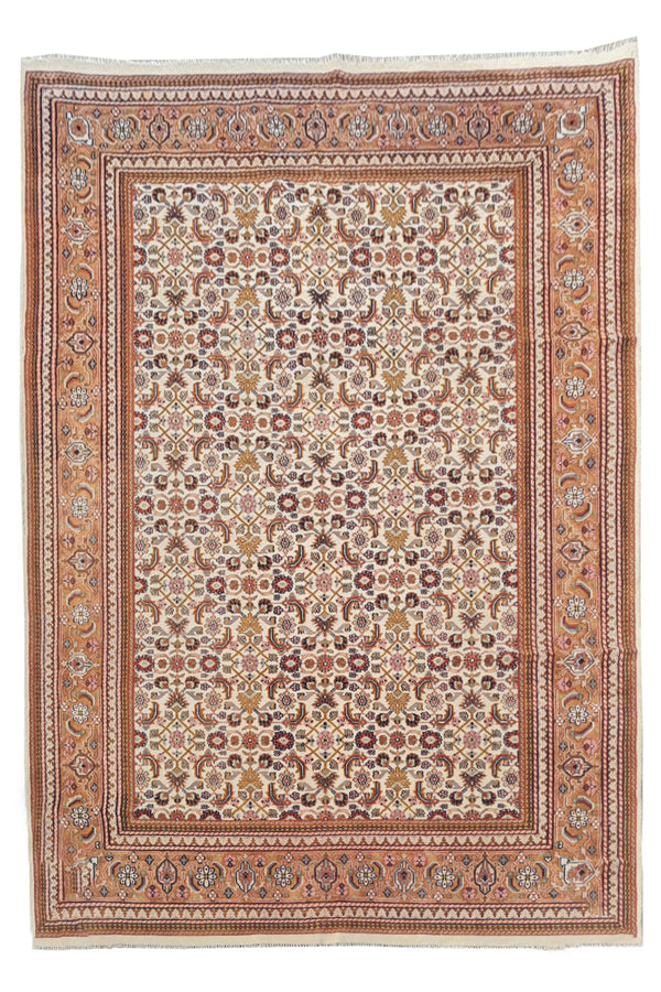 Authentic Hand Knotted Vintage Indo Wool Area Rug 9.7 x 6.6 Ft (1440 Ger-4)