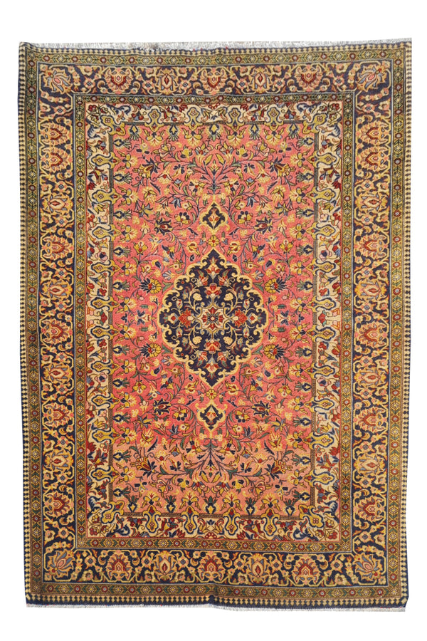 Authentic Hand Knotted Vintage Pashmin Koum Wool Area Rug 5.2 x 3.8 Ft (1773 Ger-4)