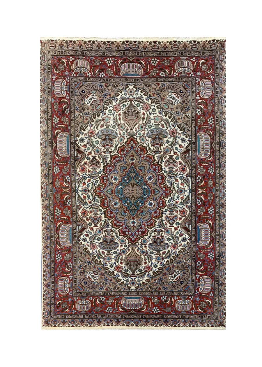 Authentic Hand Knotted Vintage Qashmour Wool Area Rug 9.10 x 6.5 Ft