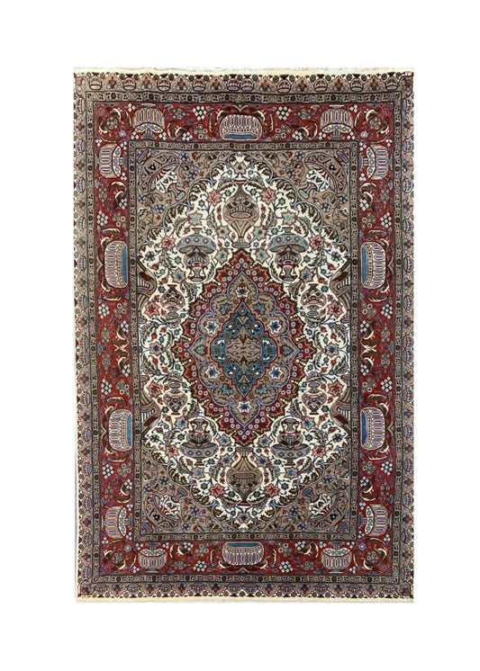 Authentic Hand Knotted Vintage Qashmour Wool Area Rug 9.10 x 6.5 Ft