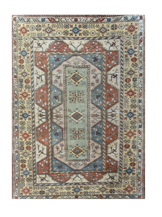 Amazing Hand Knotted Vintage Turkish Wool Area Rug 12.2 x 8.5 Ft