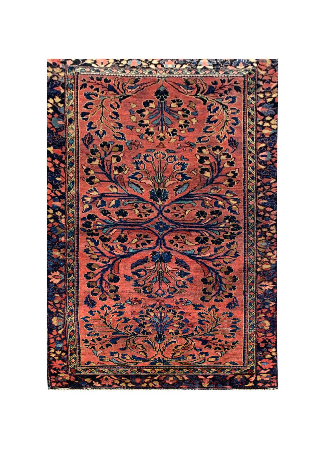 Amazing Hand Knotted Vintage Saroukh Wool Area Rug 6.3 x 3.4 Ft