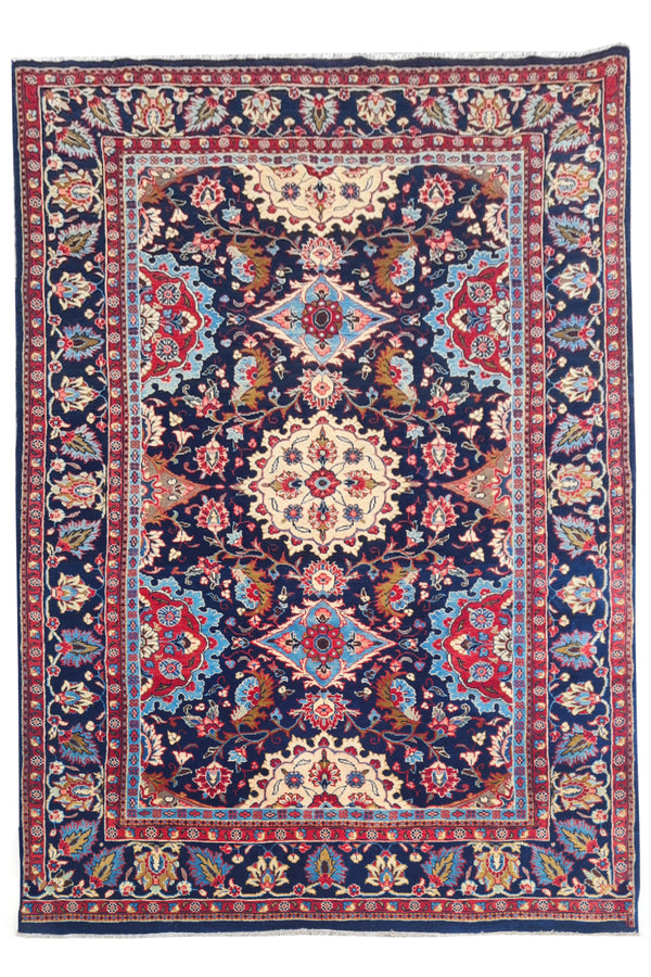 Authentic Hand Knotted Vintage Saroukh Wool Area Rug 7.7 x 4.6 Ft (1442 Ger-4)