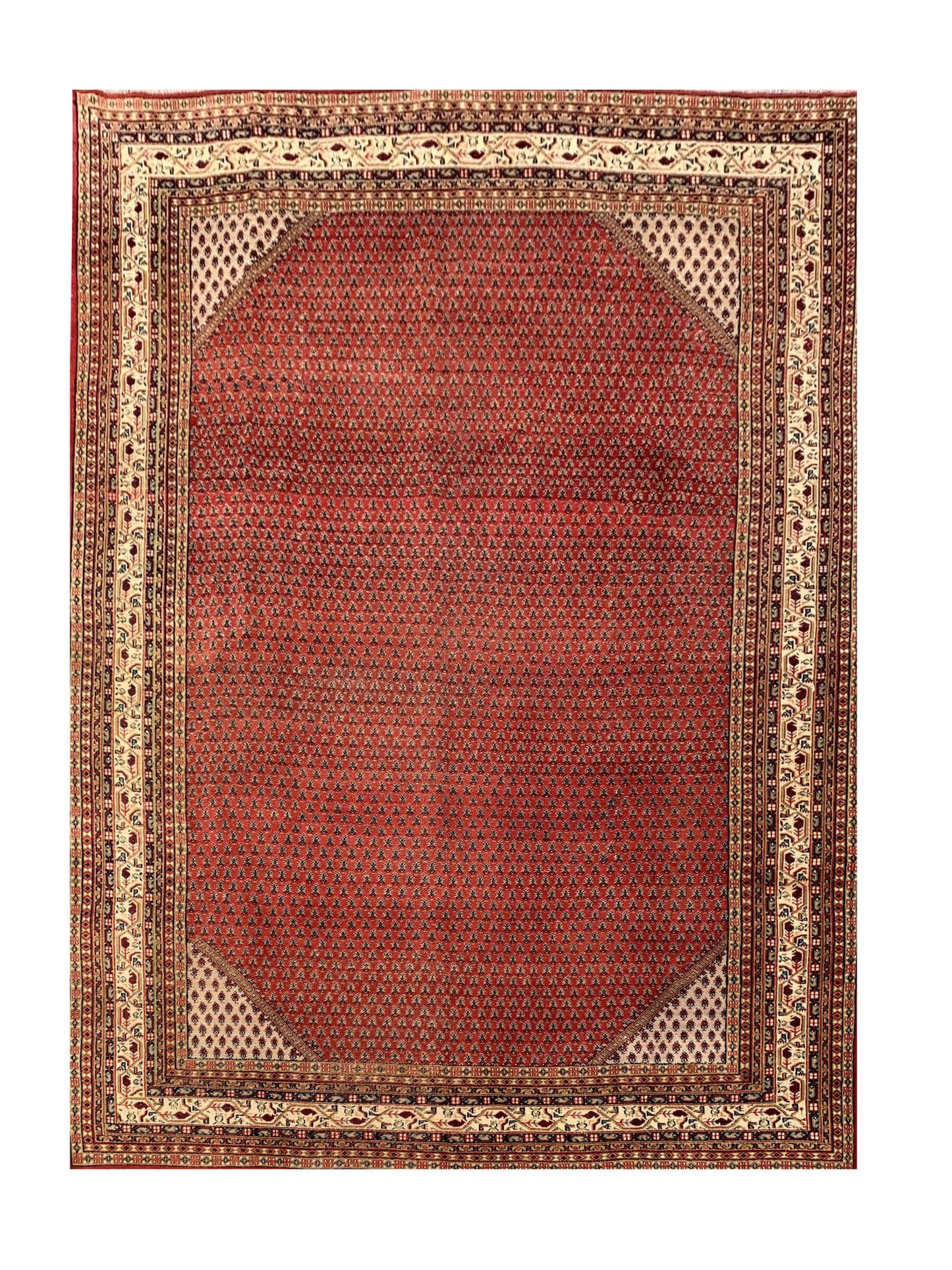 Amazing Hand Knotted Antique Badam Gul Wool Area Rug 10.10 x 7.11 Ft