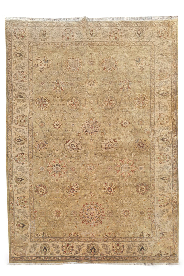 Authentic Hand Knotted Vintage Indo Chobi Wool Area Rug 9.9 x 6.6 Ft (1431 Ger-4)