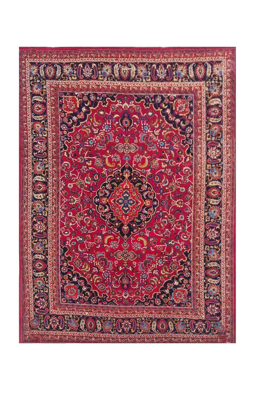 Amazing Hand Knotted Vintage Yamoud Wool Area Rug 12.7 x 9.9 Ft