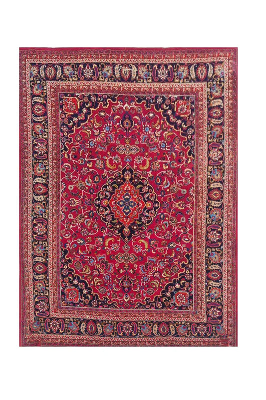 Amazing Hand Knotted Vintage Yamoud Wool Area Rug 12.7 x 9.9 Ft