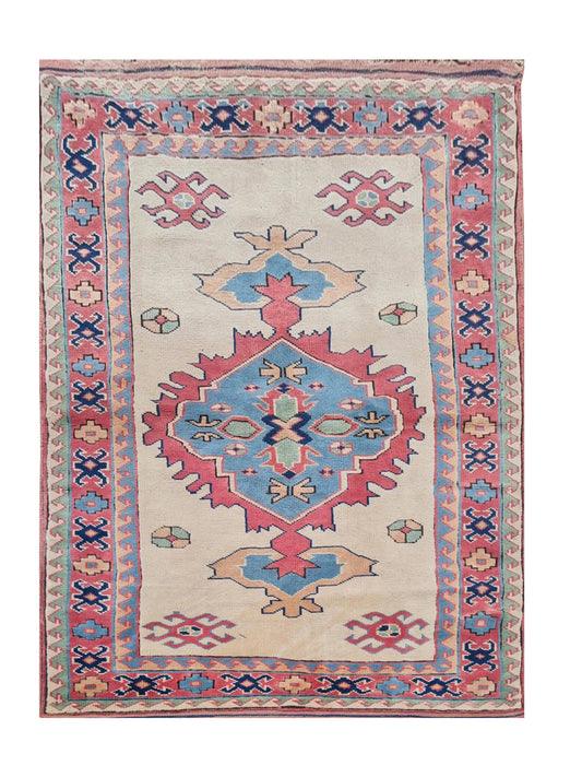 Amazing Hand Knotted Vintage Kurdi Wool Area Rug 7 x 4 Ft