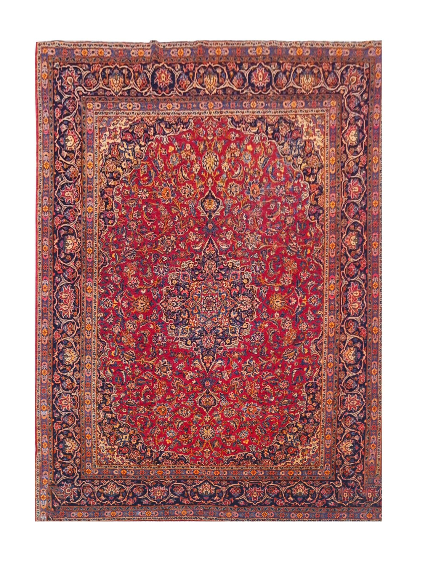 Amazing Hand Knotted Antique Qashoun Wool Area Rug 12.7 x 9.0 Ft