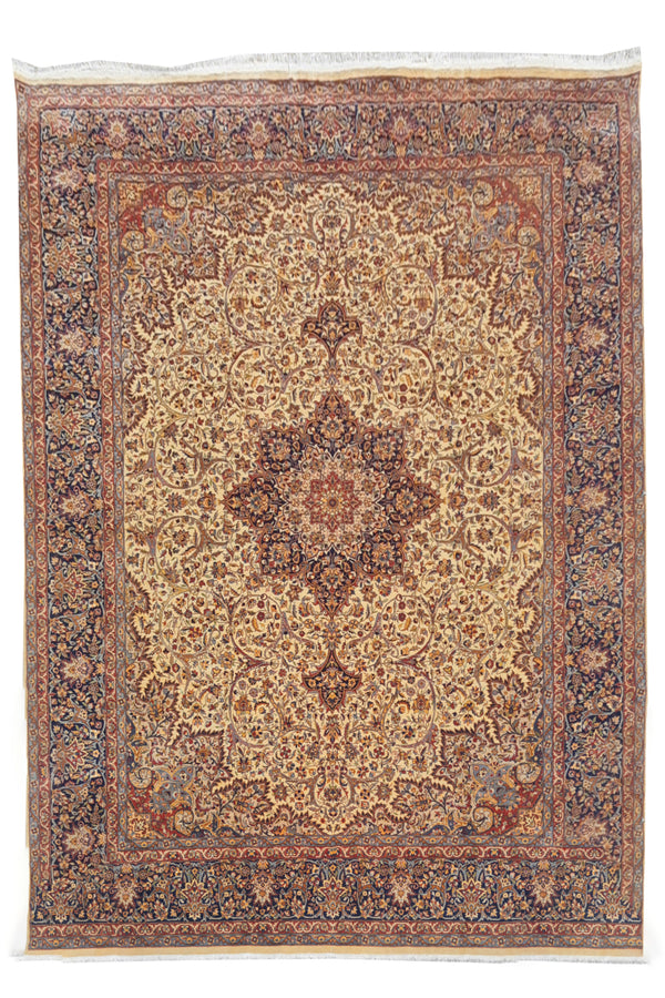 Authentic Hand Knotted Vintage Double knot Wool Area Rug 12.3 x 9.0 Ft (1521 Ger-4)
