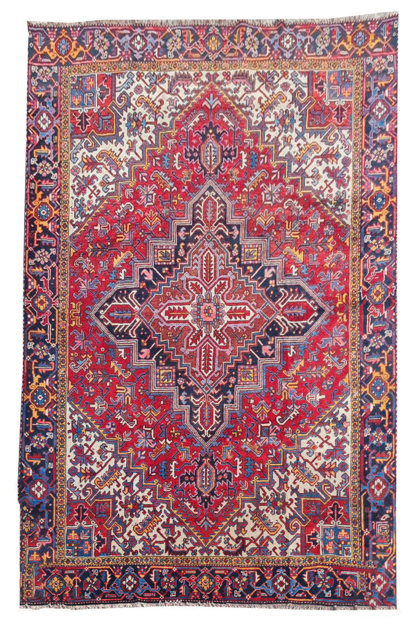Authentic Hand Knotted Vintage Hareez Wool Area Rug 10.0 x 7.10 Ft (1499 Ger-4)