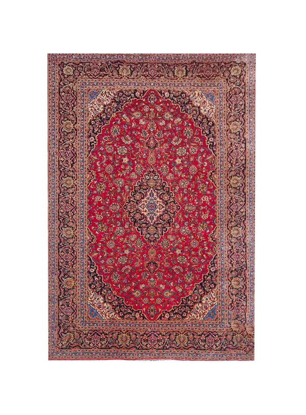 Authentic Hand Knotted Vintage Qashoun Wool Area Rug 12.8 x 9.6 Ft (1542 Ger-4)