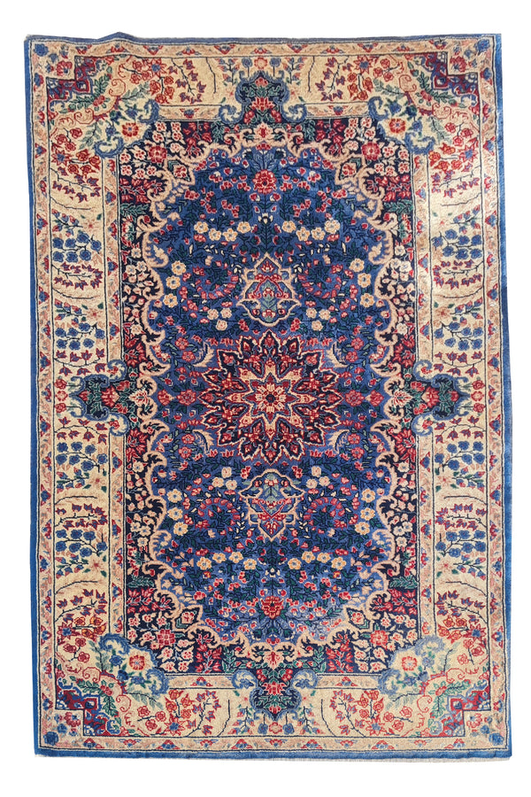 Authentic Hand Knotted Vintage Qirmoun Wool Area Rug 5.0 x 3.0 Ft (1761 Ger-4)