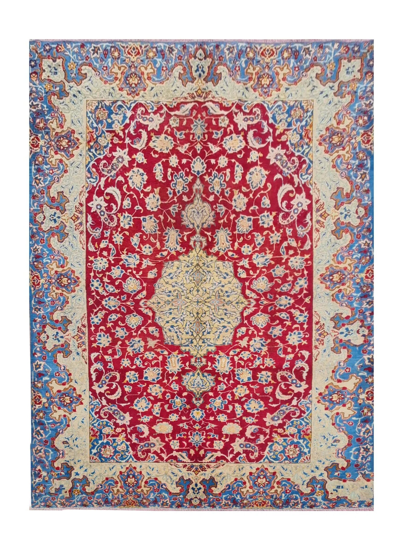 Amazing Hand Knotted Antique Qashoun Wool Area Rug 11.1 x 8.2 Ft