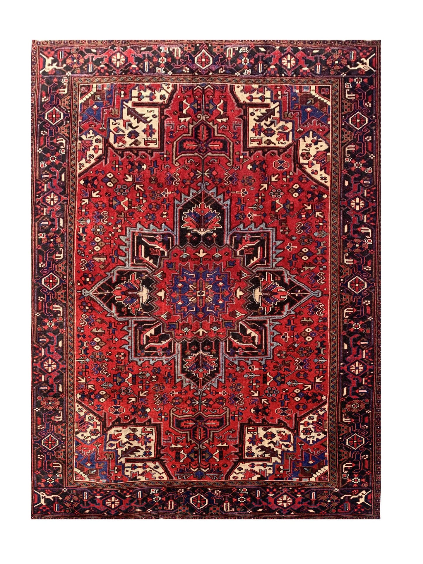 Amazing Hand Knotted Vintage Hareez Wool Area Rug 10.4 x 7.8 Ft