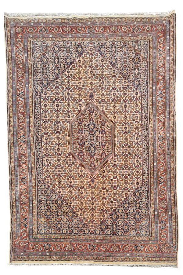 Authentic Hand Knotted Vintage Bijour Wool Area Rug 10.0 x 6.7 Ft (1480 Ger-4)