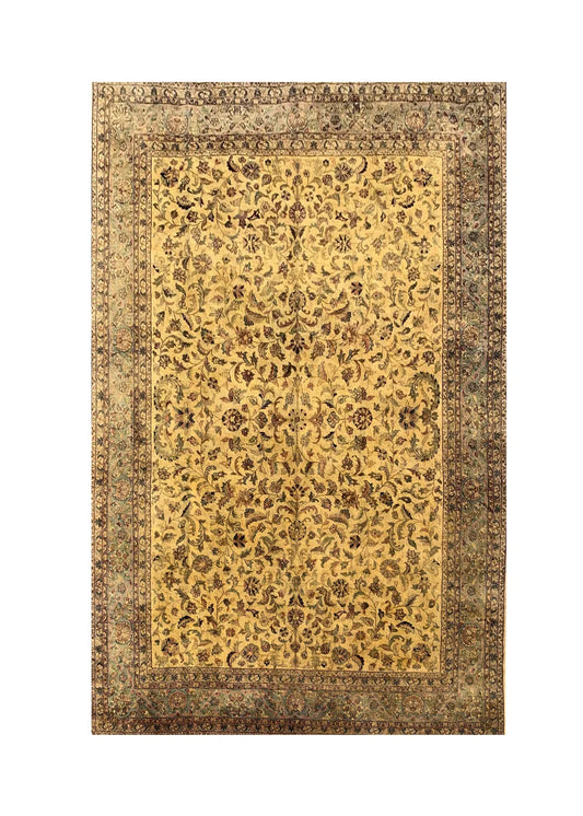 Authentic Hand Knotted Vintage Tabreez Wool Area Rug 12.11 x 9.9 Ft