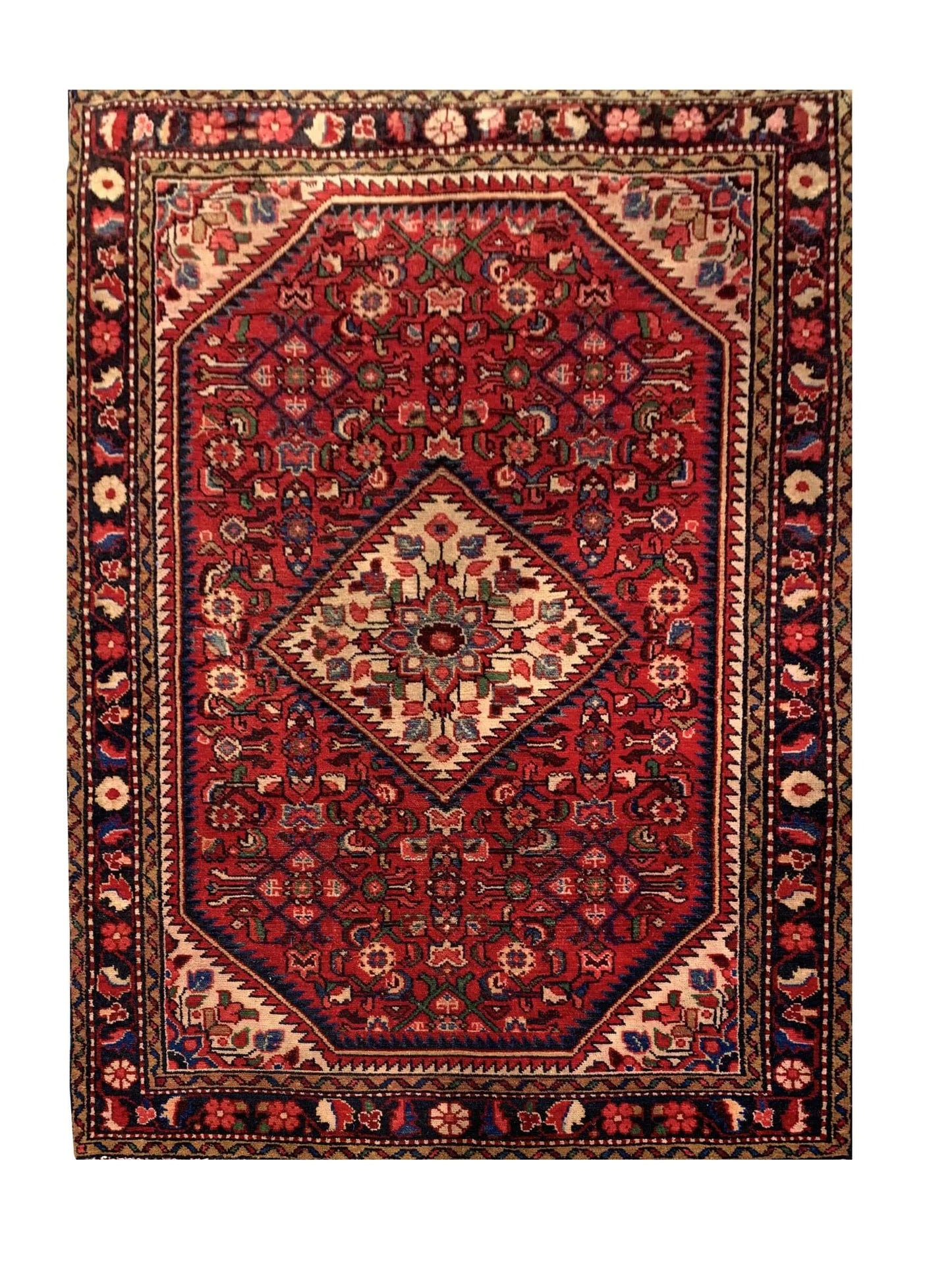 Amazing Hand Knotted Vintage Hamidoun Wool Area Rug 5.2 x 3.5 Ft