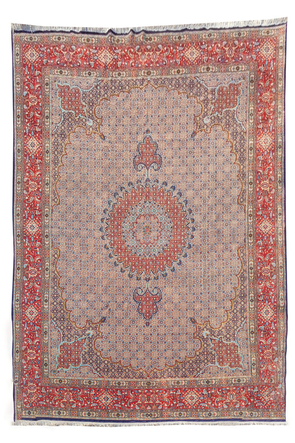 Authentic Hand Knotted Vintage Yamoud Wool Area Rug 12.9 x 9.7 Ft (1516 Ger-4)