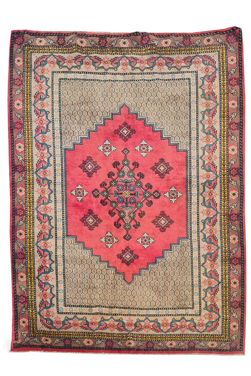 Authentic Hand Knotted Vintage Morocco Wool Area Rug 6 x 4 Ft (940 Ger-4)