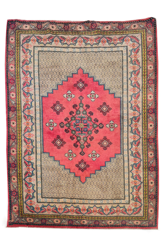 Authentic Hand Knotted Vintage Morocco Wool Area Rug 6 x 4 Ft (940 Ger-4)