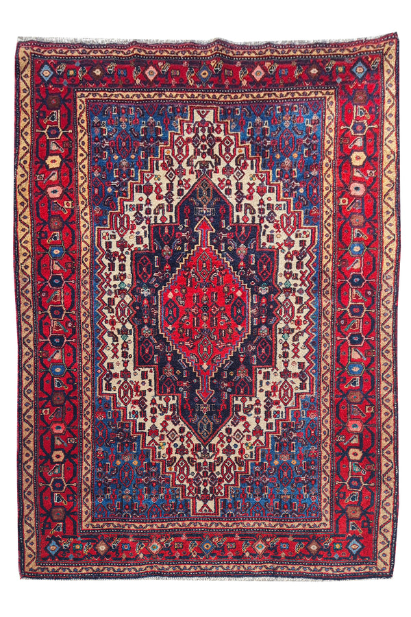 Authentic Hand Knotted Vintage Ceena Wool Area Rug 5.1 x 3.10 Ft (1772 Ger-4)