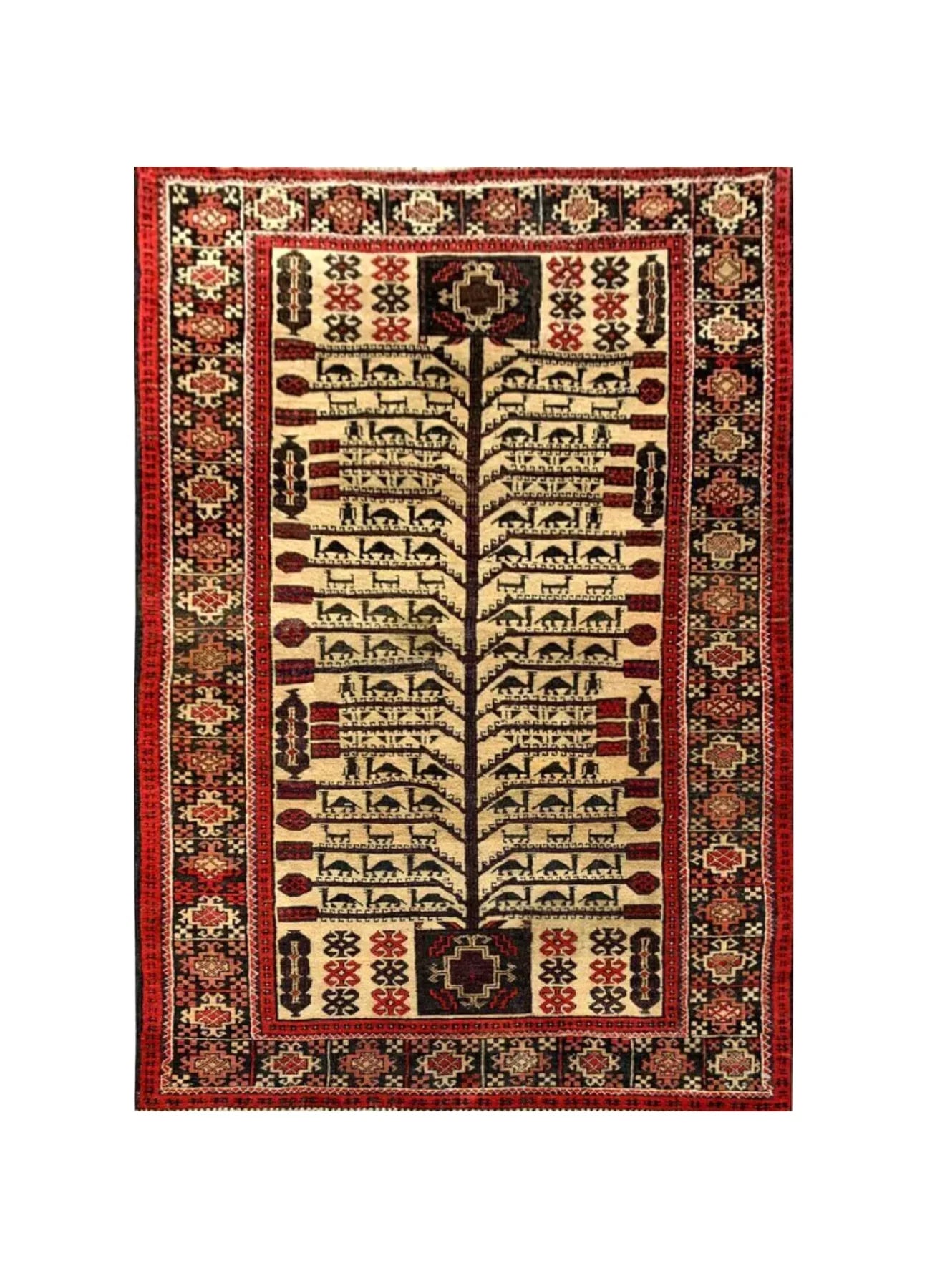 Amazing Hand Knotted Vintage Zaidan Balouch Pictorial Wool Area Rug 6.7 x 3.4 Ft