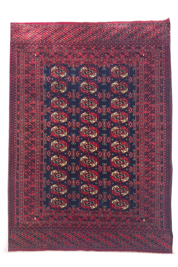 Authentic Hand Knotted Vintage Bokhara Jhaldar Wool Area Rug 6.7 x 4.2 Ft (919 Ger-4)