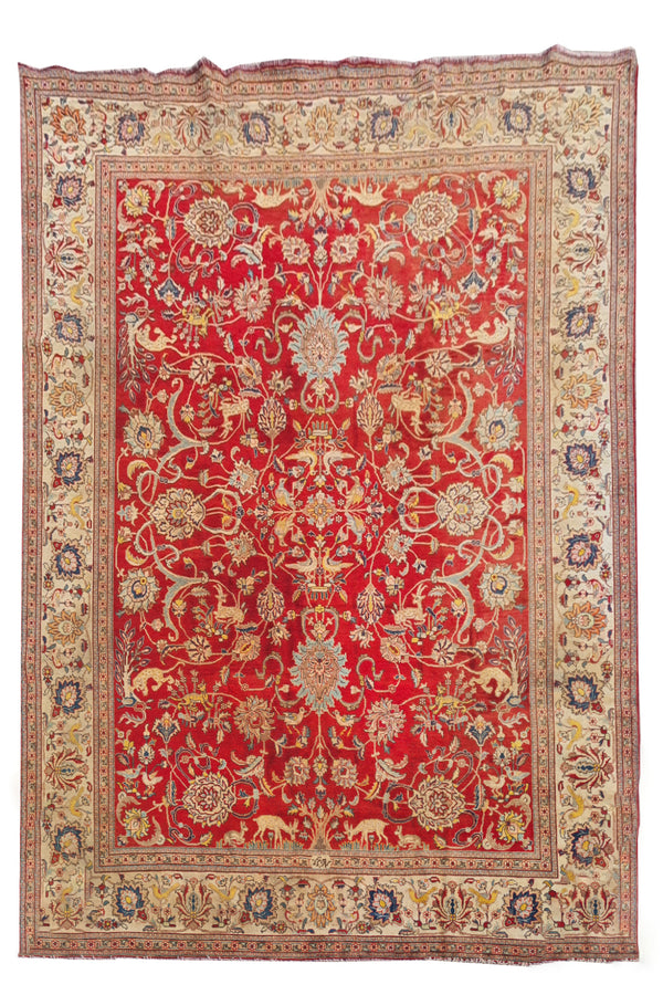 Authentic Hand Knotted Vintage Tabreez Wool Area Rug 13.7 x 9.10 Ft (1495 Ger-4)