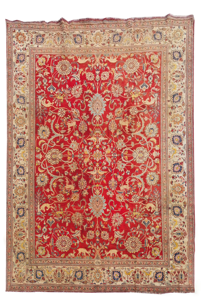 Authentic Hand Knotted Vintage Tabreez Wool Area Rug 13.7 x 9.10 Ft (1495 Ger-4)