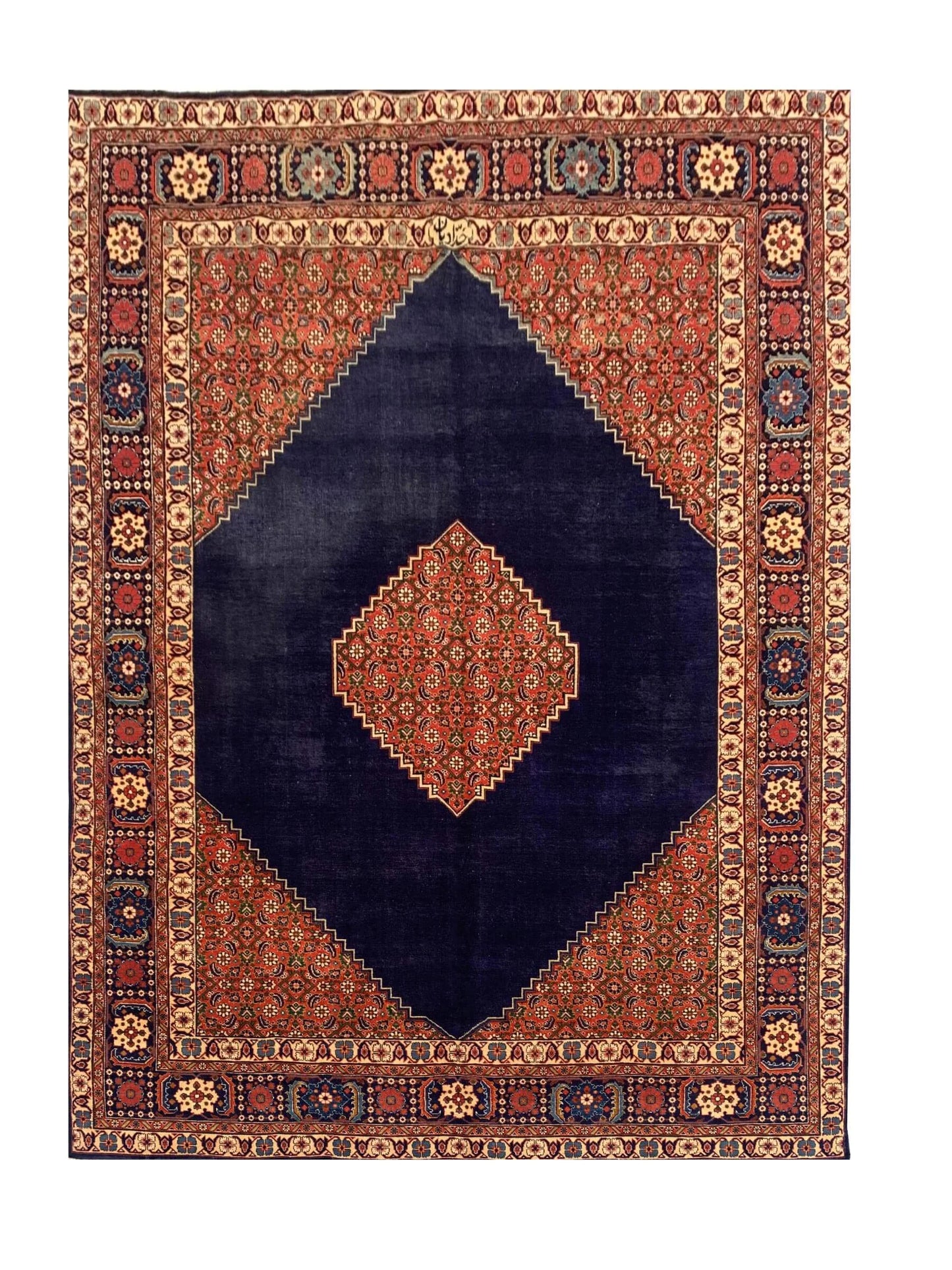 Amazing Hand Knotted Vintage Bijour Wool Area Rug 11.8 x 8.0 Ft