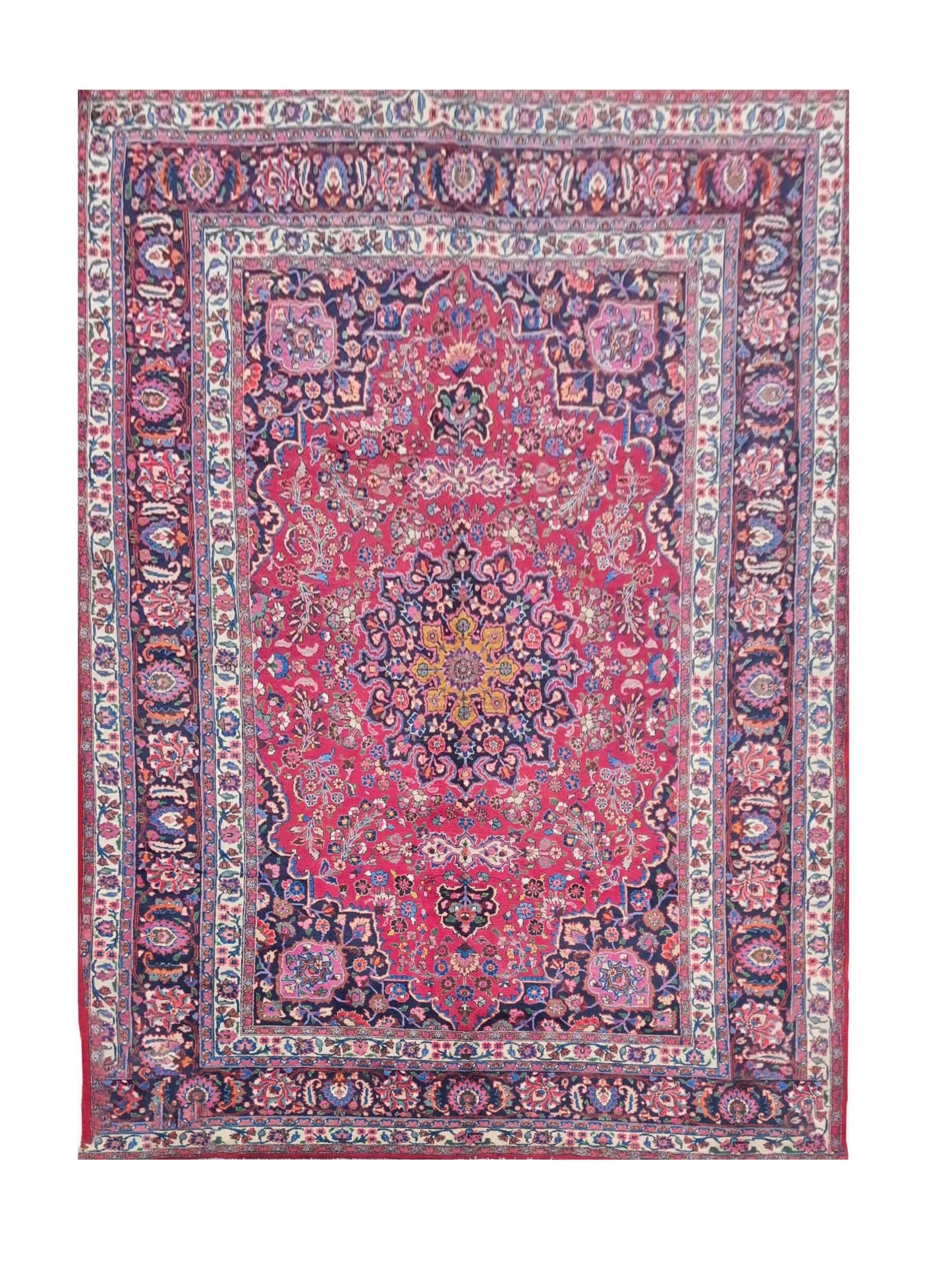 Amazing Hand Knotted Vintage Yamoud Wool Area Rug 11.6 x 8.9 Ft