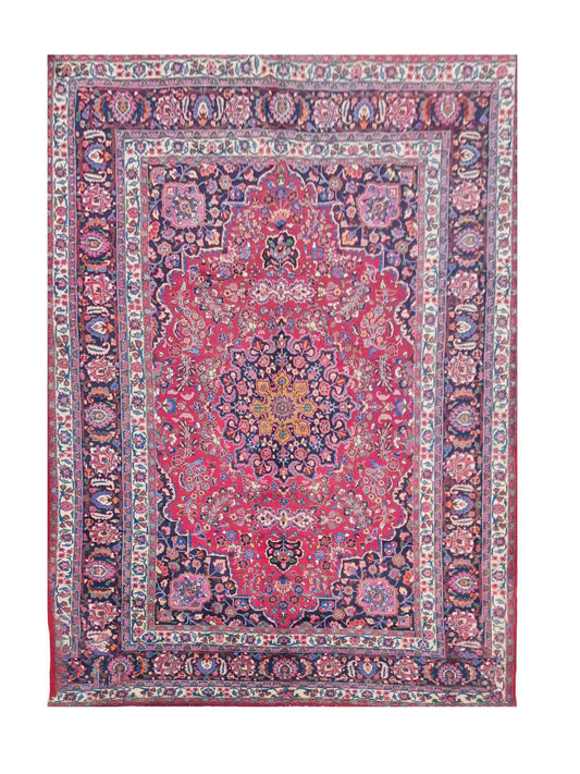 Amazing Hand Knotted Vintage Yamoud Wool Area Rug 11.6 x 8.9 Ft