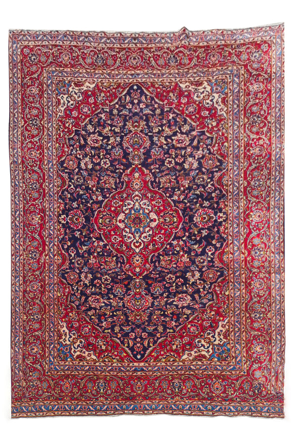 Authentic Hand Knotted Vintage Qashoun Wool Area Rug 11.10 x 7.10 Ft (1500 Ger-4)