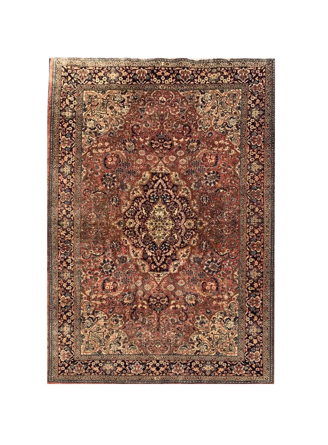 Amazing Hand Knotted Vintage Tabreez Wool Area Rug 6.3 x 4.1 Ft