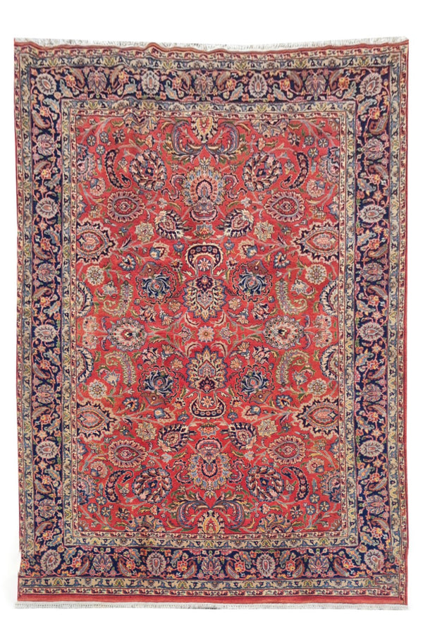 Authentic Hand Knotted Vintage Hareez Wool Area Rug 7.11 x 5.5 Ft (1486 Ger-4)